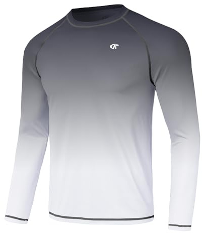Huayuzh Rashguard UV Shirt Herren Langarmshirt Schwimm Tshirt Schnelltrocknend Atmungsaktiv Surfen Angeln Wandern Top
