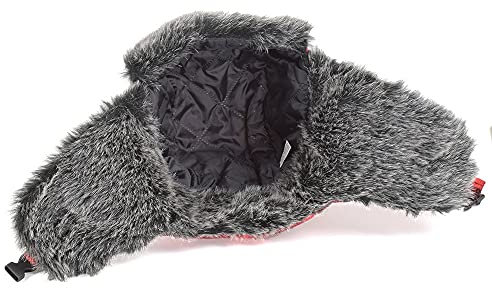 GaRcan Bombermützen, Unisex, kariert, für den Winter, Trooper-Mütze, Ohrenklappen-Mütze, Kunstfell, Winddicht, Ohrenklappe für Damen und Herren, warm (rot, Einheitsgröße)