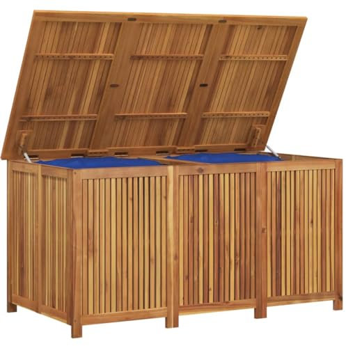 Aufbewahrungsbox Massivholz Gartenbox mit Deckel & PE Beutel, Gartentruhe Auflagenbox Kissenbox für Sitzauflagen oder Gartengeräte, 150x80x75 cm