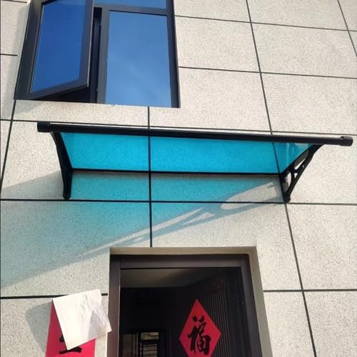 Auvent De Porte D'Entrée,marquise Porte D'entree,Marquise De Porte D’Entrée En Polycarbonate Transparent Avec Support,Anti-Soleil,pour Garage, Balcon, Fenêtre, Extérieur. ( Color : Blauw , Size : L:60