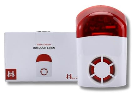 HESTIA Mains Powered Indoor Outdoor Siren for SAFE-TECH Smart Home Security System, 120dB High Decibel Security Alarm, Flash Strobe Burglar Siren Alarms, HS-01-OSM