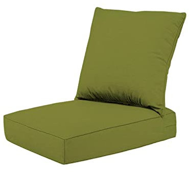 Generisch Kissen, 2-teiliges Set mit tiefen Sitzkissen, Oliv, einfarbig, Abbildung einfarbig, olivgrün, Ersatz-Sitzkissen für Esszimmerstühle und -bänke, für Terrassenmöbel für drinnen und draußen