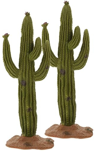 MAGICLULU Figurines de Mini Cactus Artificiels en PVC Vert 2pcs, Décoration Portable Légère pour Bureau ou Salle de Bain
