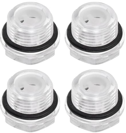 HARFINGTON 4pcs Air Compressor Oil Sight Glass G1/2 Male Liquid Level Gauge Plastic Hex Head Oil Indicator Window with O-Ring for Air Compressor Fittings Gearbox Tanks, Transparent