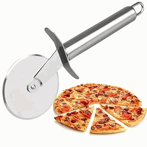 CHEFZOCO Cortador de pizza, Corta Pizza, Cortapizzas de Rueda, Corta Pizza Professional, Cortapizzas, Cuchillo pizza, Apto para lavavajillas, Rueda 6.5 cm diámetro acero inoxidable, Longitud 20.5 cm