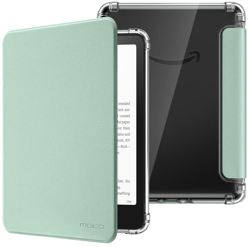 Moko Hülle für 7 Kindle Paperwhite 12.Generation & Colorsoft, Agave Grün | Ultraklar Weich Transparent Rückseite Leicht Schutzhülle mit Auto Schlaf/Aufwach