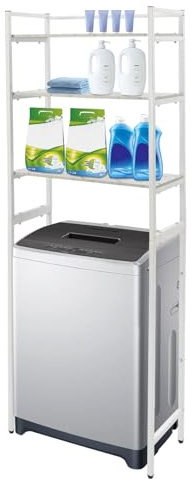 ARBGO Estantería para lavadora de 3 niveles, organizador de baño multifuncional, estante independiente para ahorrar espacio (blanco)