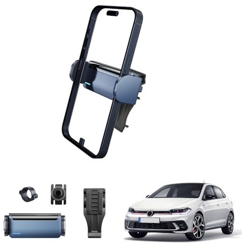Coleya Support de Téléphone Voiture Compatible avec VW T-Cross/VW Polo MK6 2019-2024, VW T-Cross Support de Téléphone Electrique, Rotation à 360°, Compatible avec Tous Smartphones 4-7
