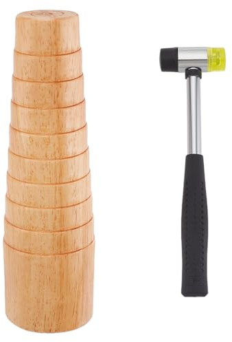 PH PandaHall Mandrino per Bracciale Ovale per La Creazione di Gioielli, Mandrino per Bracciali In Legno, Strumento per Modellare Bracciali, Strumento per Avvolgere Fili con Martello In Gomma