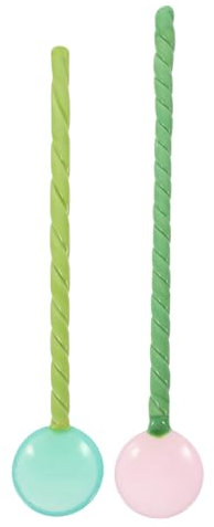 BEBEMOKO 2pcs Cocktail Sticks for Drinks Long Handled Glass Stirring Spoons for Home Bar Hotel Random Style