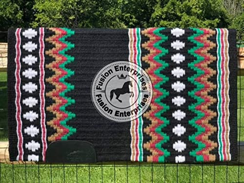 EQUIEMPRESS Sattelunterlage Western Show/Westernsatteldecke aus Neuseelandwolle, Top Wool Pad Sensor Flex (Anpassung möglich) A-07 (34 x 32)