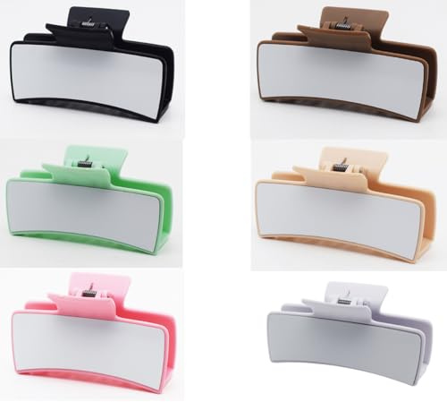 Paquete de 12 pinzas rectangulares antideslizantes de 3.39 pulgadas para cabello fino, grueso y largo, transferencia de calor, fuerte sujeción (6 colores cada 2 piezas)