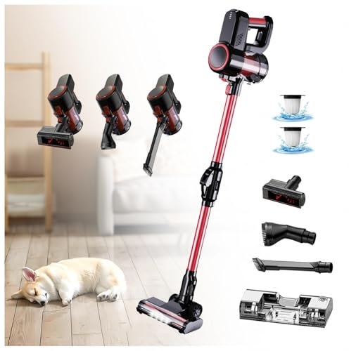 LRF-yxkj Aspira E Lava Pavimenti Casa Asciutto e Umido,Luci LED,5 in 1 Scopa a Vapore Senza Fili per Pavimento Tappeti Animali e Gli Interni Delle Auto