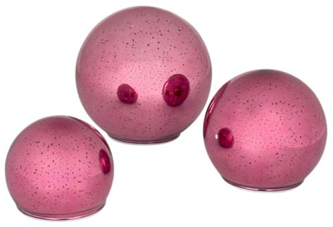 Online Fuchs 3er Set Glaskugeln mit LED-Lichterkette & Timer, seichter Funkeleffekt möglich - Outdoor geeignet - Gartendeko für den Innen- und geschützten Außenbereich (Pflaume)