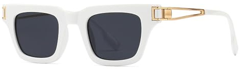 WNCKSQ Popular Set Line Temples Square Sunglasses Street Photography Fashionable Sunglasses(WHITE)