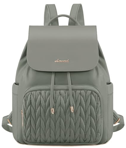 LOVEVOOK Pequeño bolso de hombro para mujer - Impermeable - Mochila urbana - Bolso de mano 2 en 1 - Mini mochila - Elegante para ocio, escuela, viajes, trabajo, verde, 13 pollici