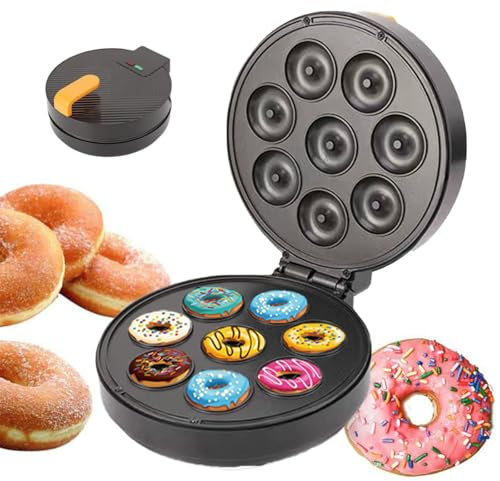 Machine à mini-donuts 8 trous 1400 W - Chauffage antiadhésif double face avec indicateur LED - Planche amovible facile à nettoyer - Idéale pour la maison, la boulangerie, le salon de thé et l'utilis