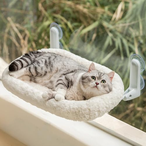 EDAGNY Elegante Cama para Gatos Ventana Plegable Rose-felpa, con Funda Reversible Extraible para Tomar el sol Hamaca Para Gatos Ventana Robusto Capacidad para hasta 15 kg