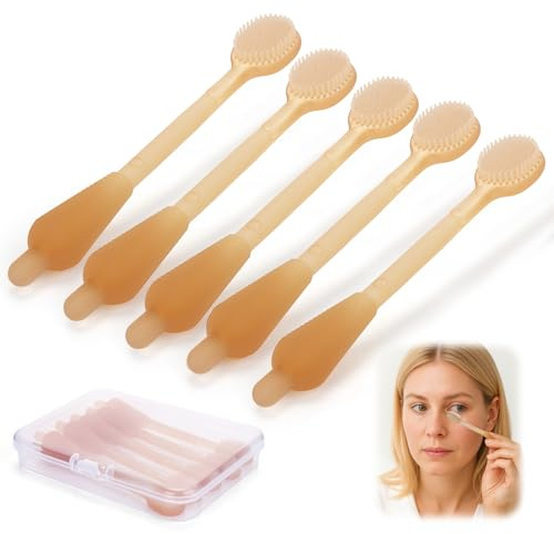 XANGNIER Soft Silicone Eyelid Scrub Brush for Sensitive Eyelids,5 Pcs | Gently eyelid margin scrub Cleaning brush for Blepharitis,MGD,Dry Eyes Relief,Removes Dirt,Oil,Reusable Eye Cleaning Tool