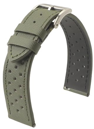 LUGEMA Bracelet De Montre En Toile De Voile De Qualité Supérieure 18 Mm, 19 Mm, 20 Mm, 22 Mm, For Montre De Sport, Perforé, Respirant, À Dégagement Rapide, For Rallye(Army green 1,19mm)