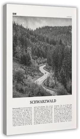 NEOHI Schwarzwald-Druck, Schwarz-Weiß, Deutschland, Stadtreise, Landschaft, Leinwand, modernes Poster, Wandkunstdrucke, Gemälde, Wohnzimmer, Schlafzimmer, Dekoration, 30 x 45 cm