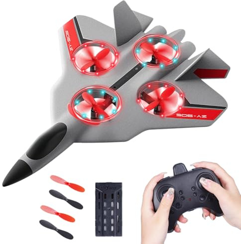 Mineup RC Flugzeug Für Kinder, 2,4 GHz Ferngesteuertes Flugzeug Mit LED, Ferngesteuertes Jet Mit 4 Achsen Gyro, 360° Flip, One-Click-Takeoff, Headless-Modus, Outdoor Spielzeug Geschenk Für Jungen