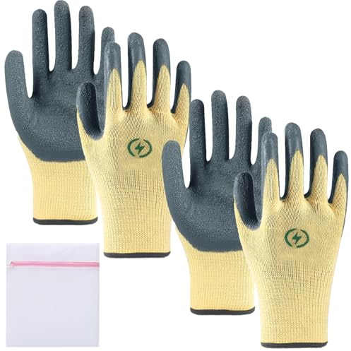 BORISCA 2 Pares Guantes Electricista de Goma Antideslizantes 400V Guantes Aislantes Electricos Resistentes al Desgarro Versátiles Guantes Trabajo para Mecanico, Electricistas, Jardinería