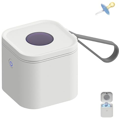 Ciuccio portatile, sterilizzatore, 70 x utilizzo per carica, sterilizzatore per biberon, scatola di sterilizzazione UV per ciuccio, sterilizzazione al 99,99% in 3 minuti, scomparto interno grigio
