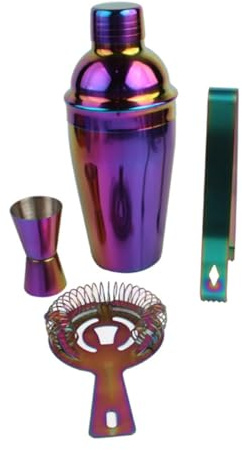 DOITOOL Kit de Coctelera de Acero Inoxidable 750 Ml Juego de 8 Piezas para Mezclar Bebidas Pinzas Cuchara Mezcladora Colador Abridor y Boquillas Adecuado para Bares Restaurantes y