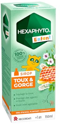 Hexaphyto | Sirop toux & gorge | Soulage la toux & protège des agents irritants | Protège les voies respiratoires | Miel d'acacia, plantain, guimauve | Goût miel | Pour enfants, dès 1 an | 150 ml