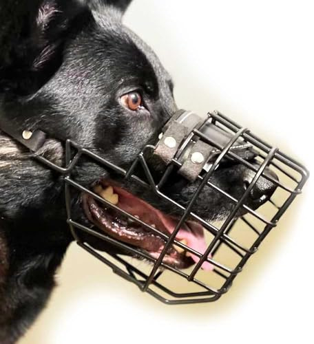 SYORIX Muselière en métal professionnelle pour chiens (taille 20) - Panier en fil résistant pour berger allemand, malinois, Ridgeback - Équipement de formation de police et chien de service