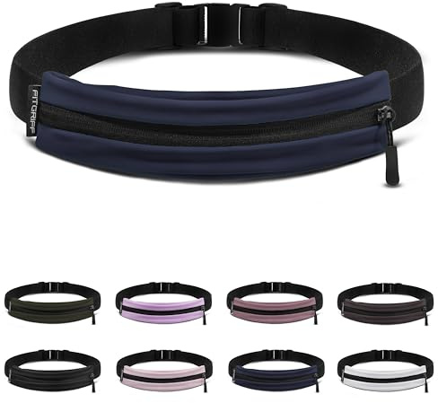 Fitgriff® löpbälte (Running Belt) V2 för mobiltelefon – midjeväska, löpning, kvinnor och män, mobiltelefonficka, jogging – sporttelefonhållare – för alla smartphones, Mörkblå, Einstellbar (62–110 cm