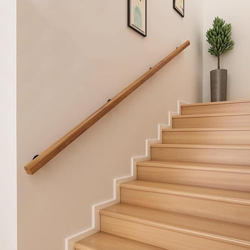 30-450cm Set Completo di Corrimano in Legno per Scale, Corrimano in Legno Antiscivolo, Corrimano per Scale con Staffa in Metallo, Adatto per Aste di Supporto per Scale di, One Color, 8ft/240cm
