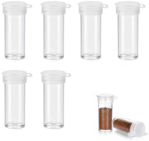 VBK Mini Salzstreuer 6 Stück 5ml transparent für Gewürze Camping | Vielseitig für Gewürze Glitter Streusel und Bastelperlen – Küche und DIY
