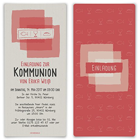 Kartenmachen.de Kommunion Einladungskarten (10 Stück) - Abendmahl - Kommunionskarten Einladung