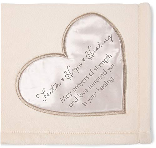 Pavilion Gift Company The Comfort Blanket 19514 Faith Hope Plush Throw Blanket, White, 50 Inch x 60 Inch