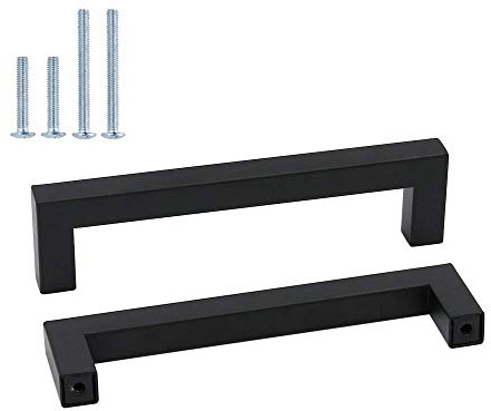goldenwarm 5 Stück Küchengriffe 128mm Möbelgriff Edelstahl -LSJ12BK128 Küchengriff Schrankgriffe Schubladengriffe Möbelgriffe Schwarz Griffe Küche Schwarz | Rostfreier Schubladengriffe, Möbelgriffe Schwarz Griffe Küche Schwarz, Glanzlose Oberfläche