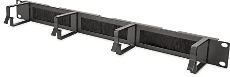 DIGITUS Panneau de rangement de câbles avec passage - 1UH - 4 étriers de guidage 44 x 60 mm - 19 pouces - Pour armoires réseau & câbles réseau - Noir