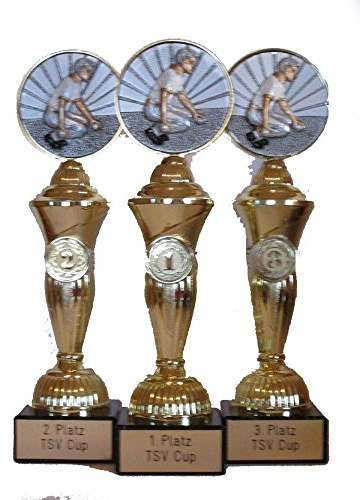 RaRu Boule/Petanque-Pokale (3er-Serie) mit Wunschgravur
