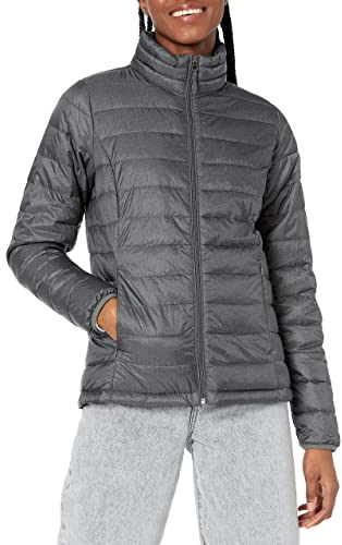 Amazon Essentials lättviktig långärmad vattentät packbar pufferjacka för kvinnor (finns i plusstorlek), kol ljung, medium