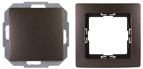 Kopp Paris Universalschalter (Aus- und Wechselschalter), Lichtschalter für den Haushalt, 250 V (10A), IP20, palisander-braun, 650626087 & Abdeckrahmen 1-fach Paris palisander