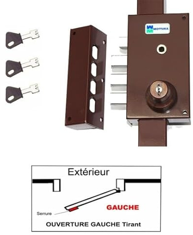 Serrure 3 Points Mottura 448 A2P1* Etoile Marron Agréé assurances Avec 3 clés a Pompe Incrochetables - Gauche