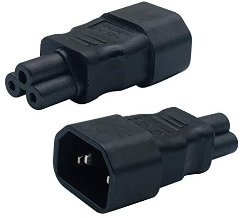 AAOTOKK Adattatore IEC320 C14 a C5,10A 125 V IEC Maschio a 3 Poli Femmina Topolino Adattatore Alimentazione, Convertitore CA da C5 a C14 Convertitore Prese per Laptop di Topolino(2Pezzi)