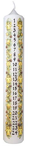 Meissner-Handel - Auswahl - Weihnachtskerze/Adventskerze/Adventskalender 4 x 24 cm weiß (003) - jeden Tag EIN Stückchen abbrennen - Auswahl Motiv
