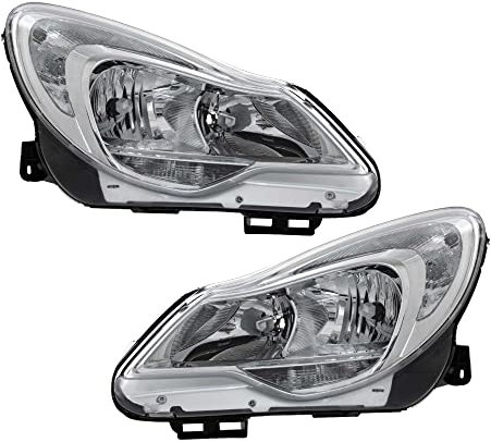 Halogen Scheinwerfer Set links & rechts Hauptscheinwerfer Frontscheinwerfer H7/H1 chrom mit Elektromotor für Model Corsa D S07