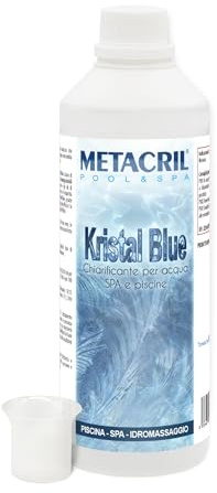 Metacril Kristal Blue 1 L + Doseur floculant et clarifiant à base naturelle – Idéal pour piscine ou hydromassage (Teuco, Jacuzzi, Intex, Bestway, etc) 1 LT