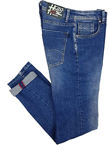 Alfio Collection Jeans da Uomo Elasticizzato Taglie Forti Denim Chiaro 5 Tasche 56 58 60 62 64 66 (IT, Numero, 56, Regular, Regular, Denim)