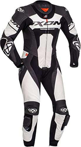 Ixon Jackal Abito monopezza in pelle moto (Black/White,L)