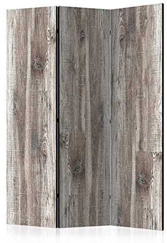 murando - Paravent Raumteiler Holzoptik, 135x172 cm, 3-teilig, Wohnzimmer | Mobiler Sichtschutz, sofort einsatzbereit, Holzrahmen, ideal fürs Wohnzimmer oder Büro, geruchsneutral, lichtbeständig