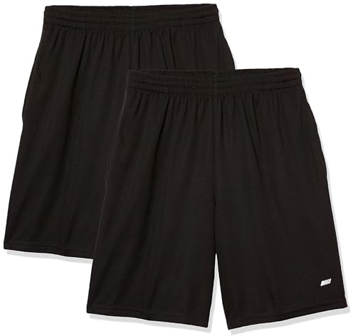 Amazon Essentials Pantalones Cortos de Entrenamiento de Corte Suelto de Alto Rendimiento para Gimnasio y Baloncesto Hombre, Pack de 2, Negro, 5XL Grande
